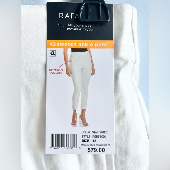 Rafaella Women's Stretch Ankle Pant - White Size 12 - Picture 6 of 8